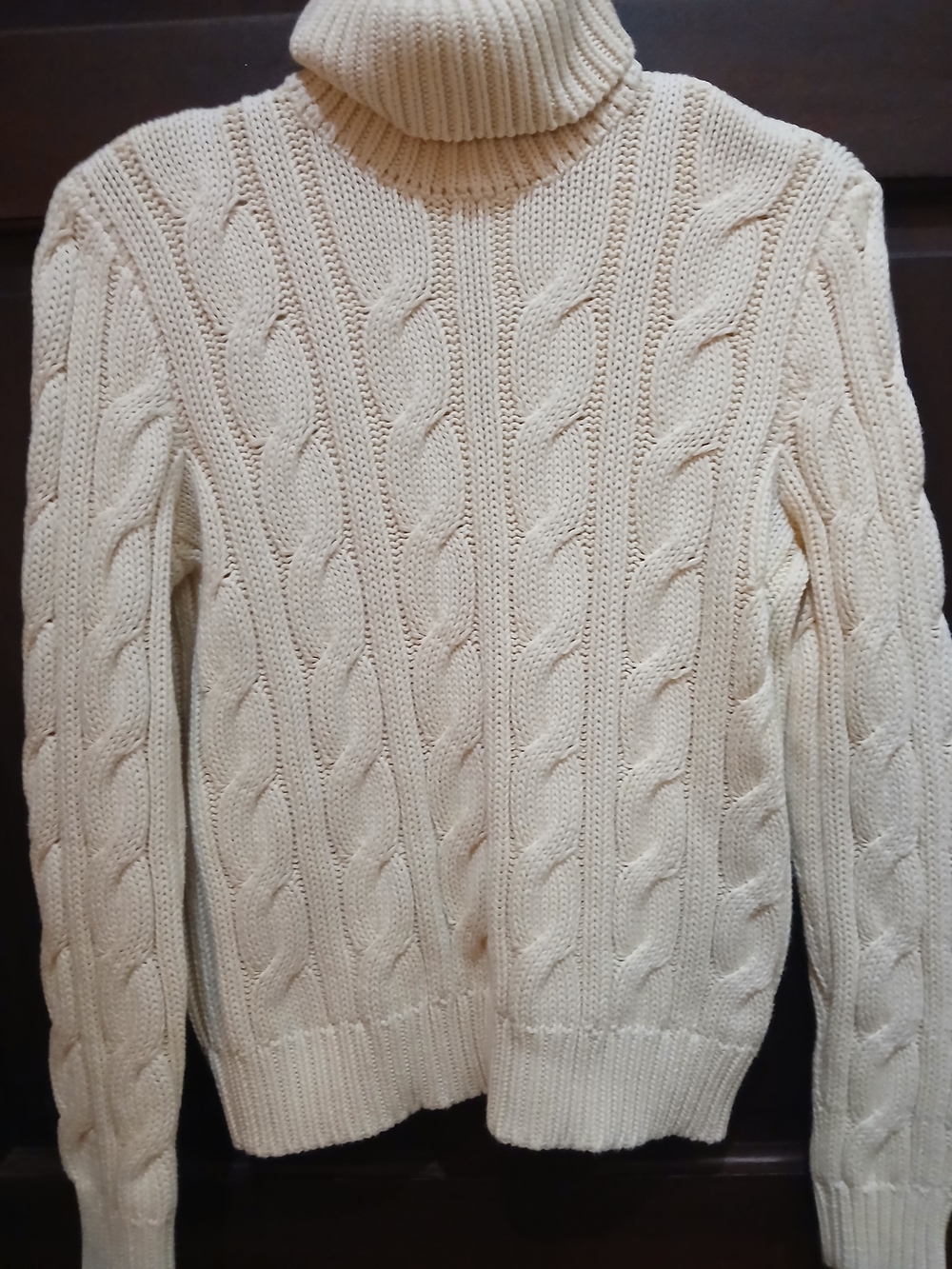 Women's Ralph Lauren Cream Cable Knit Turtleneck Sweater Size PL Preppy Quality